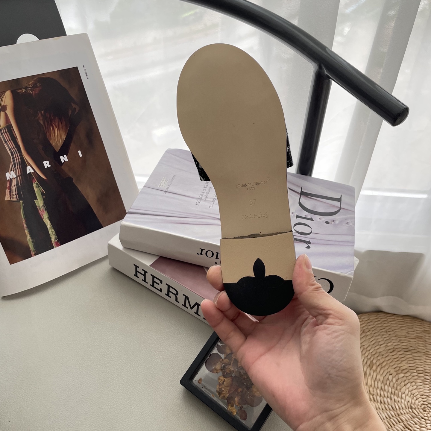 L style Denim Flat Slippers Casual Sandals