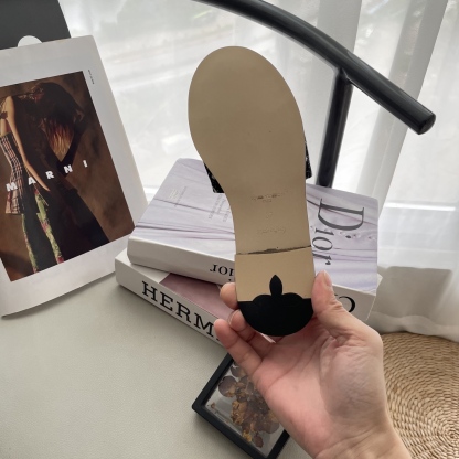 L style Denim Flat Slippers Casual Sandals