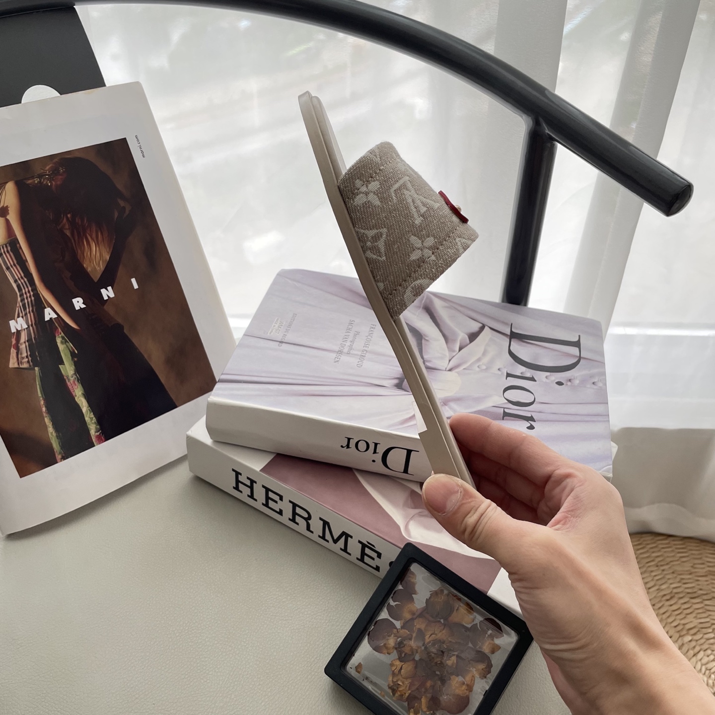 L style Denim Flat Slippers Casual Sandals