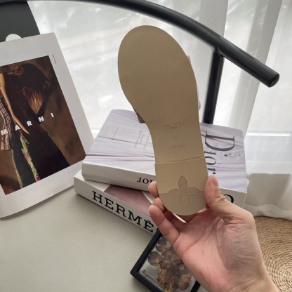 L style Denim Flat Slippers Casual Sandals