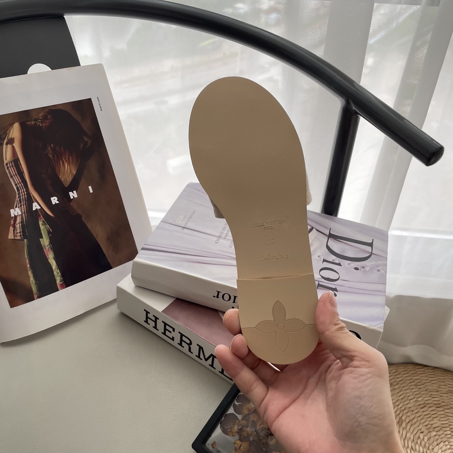 L style Denim Flat Slippers Casual Sandals