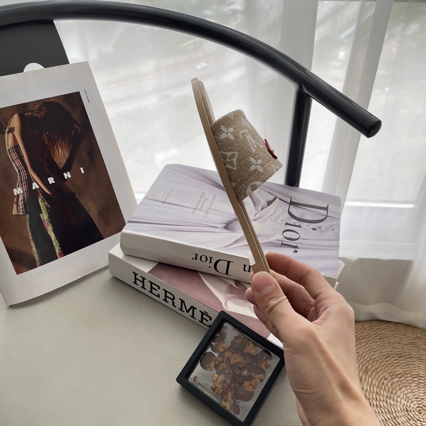 L style Denim Flat Slippers Casual Sandals