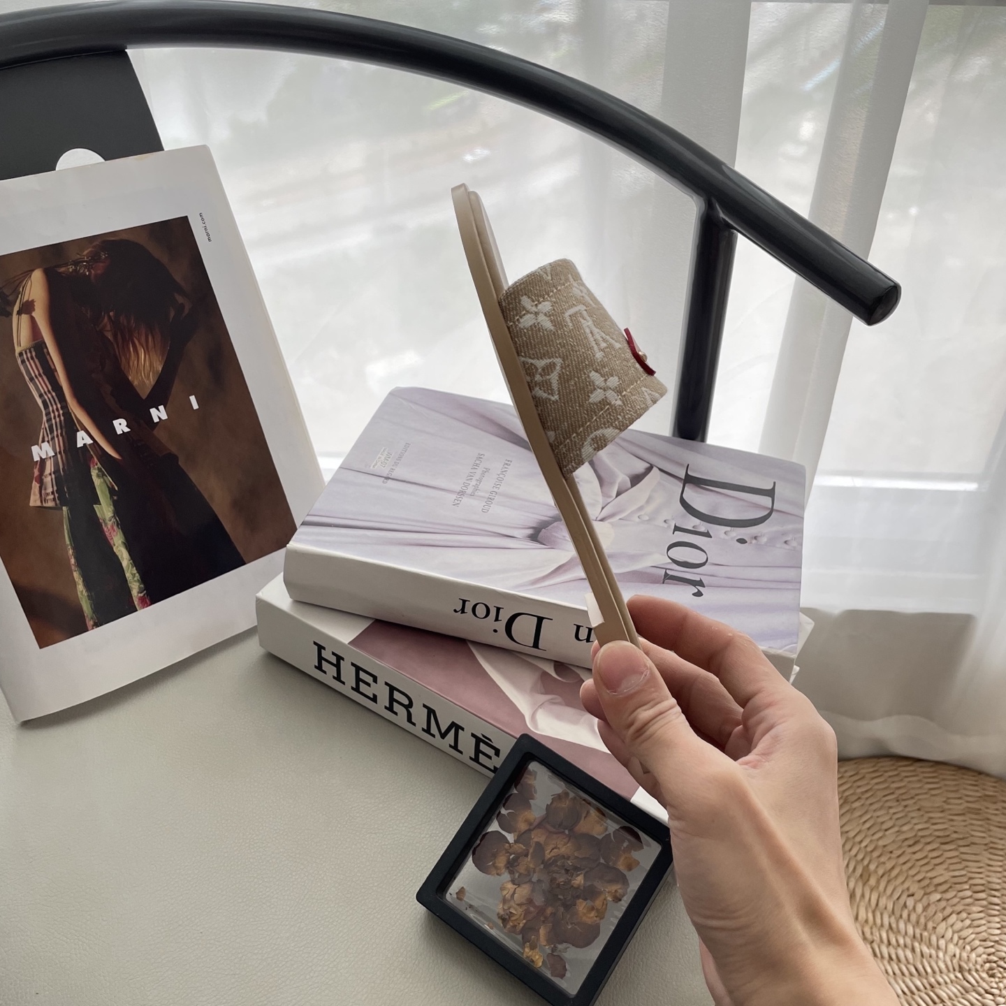 L style Denim Flat Slippers Casual Sandals