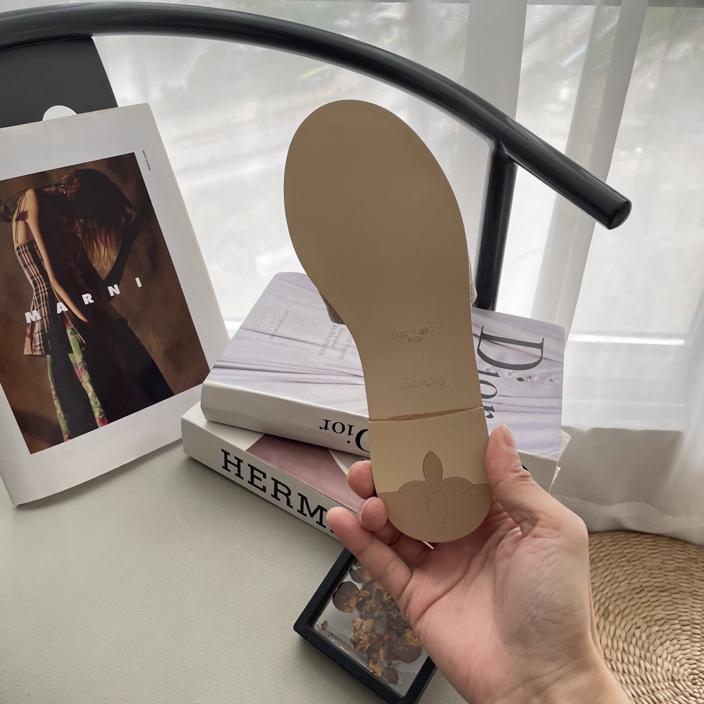 L style Denim Flat Slippers Casual Sandals