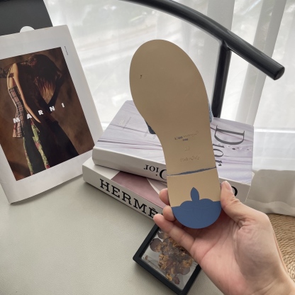 L style Denim Flat Slippers Casual Sandals