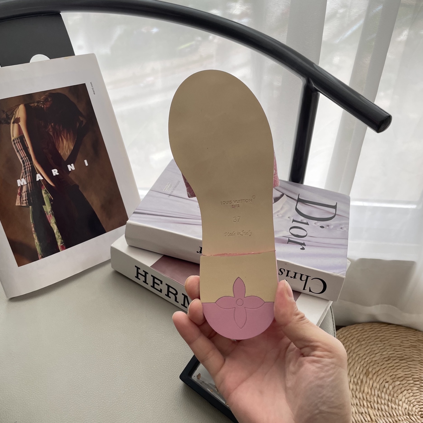 L style Denim Flat Slippers Casual Sandals