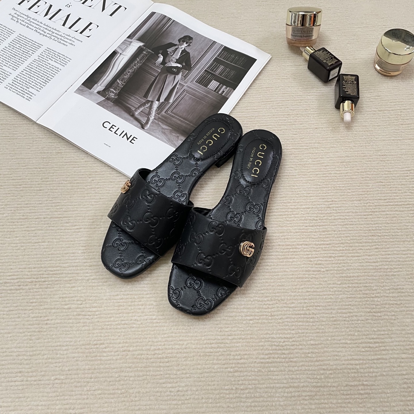 G style Embossed flat slippers Casual sandals