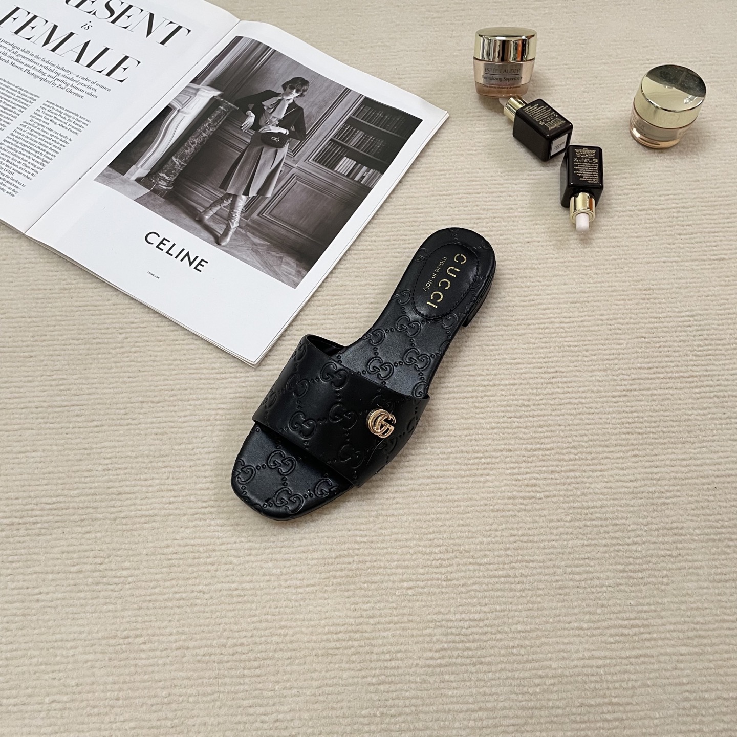 G style Embossed flat slippers Casual sandals