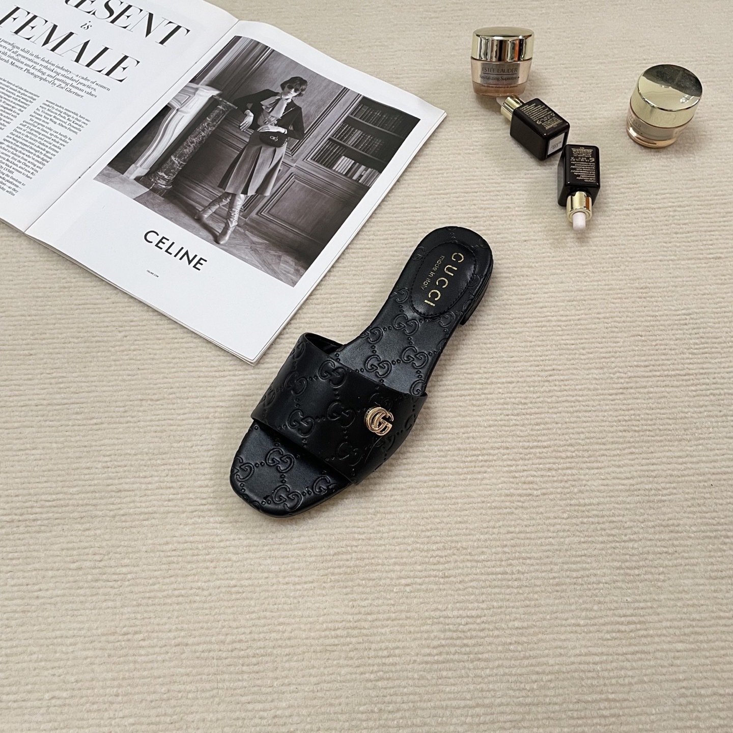 G style Embossed flat slippers Casual sandals