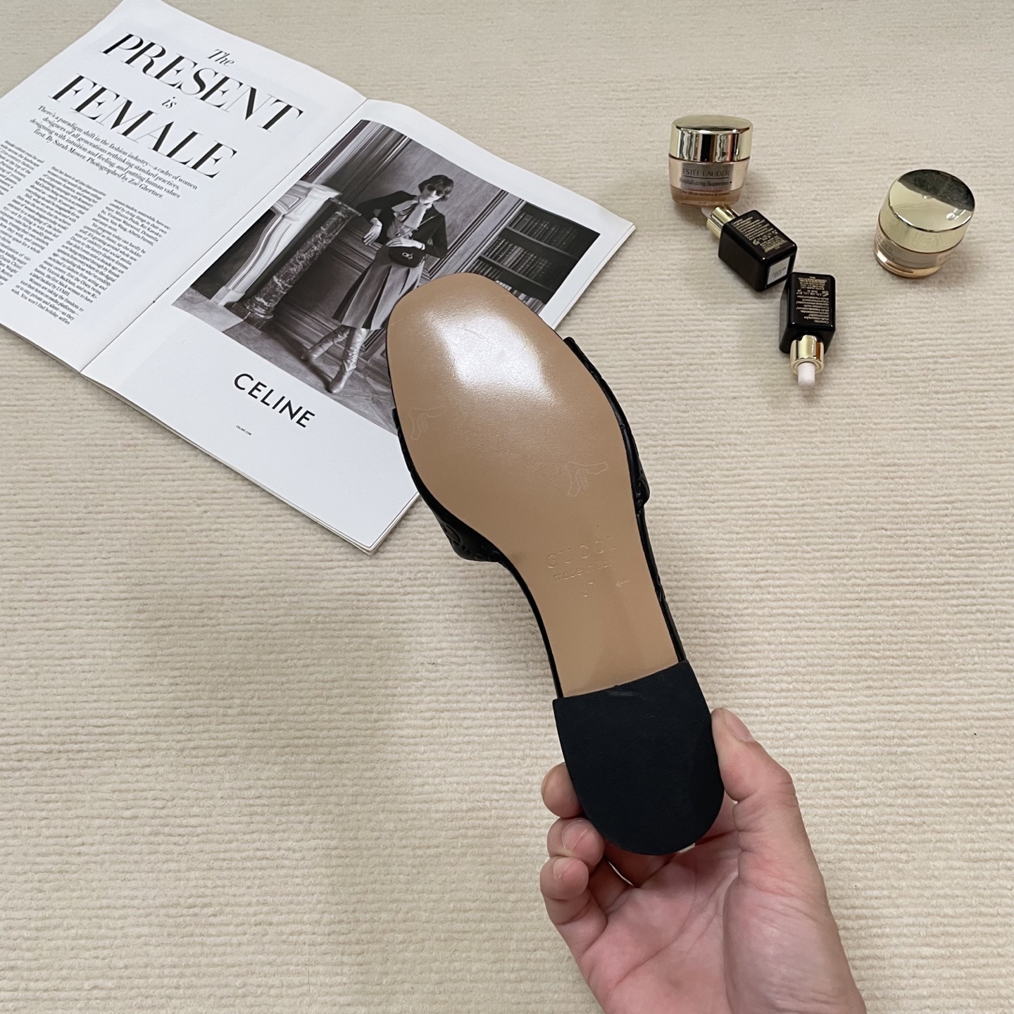 G style Embossed flat slippers Casual sandals