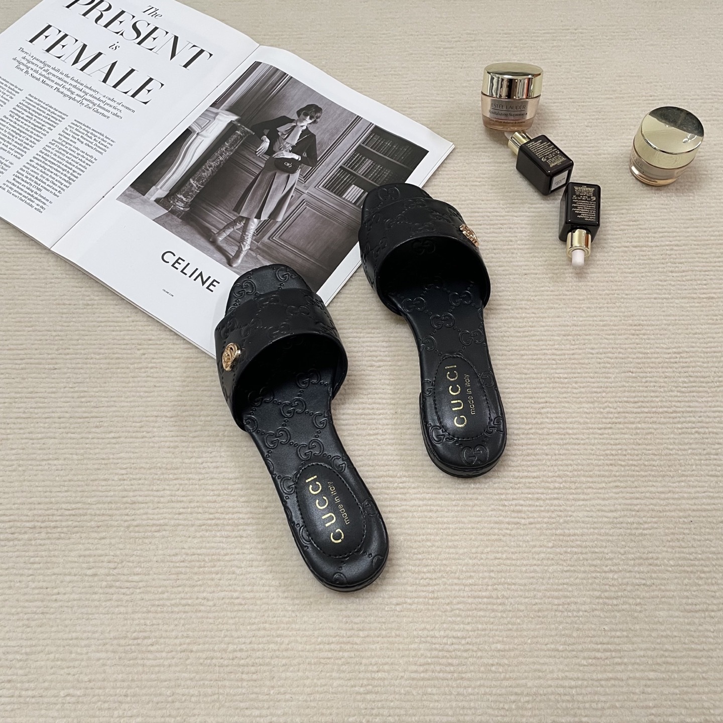 G style Embossed flat slippers Casual sandals