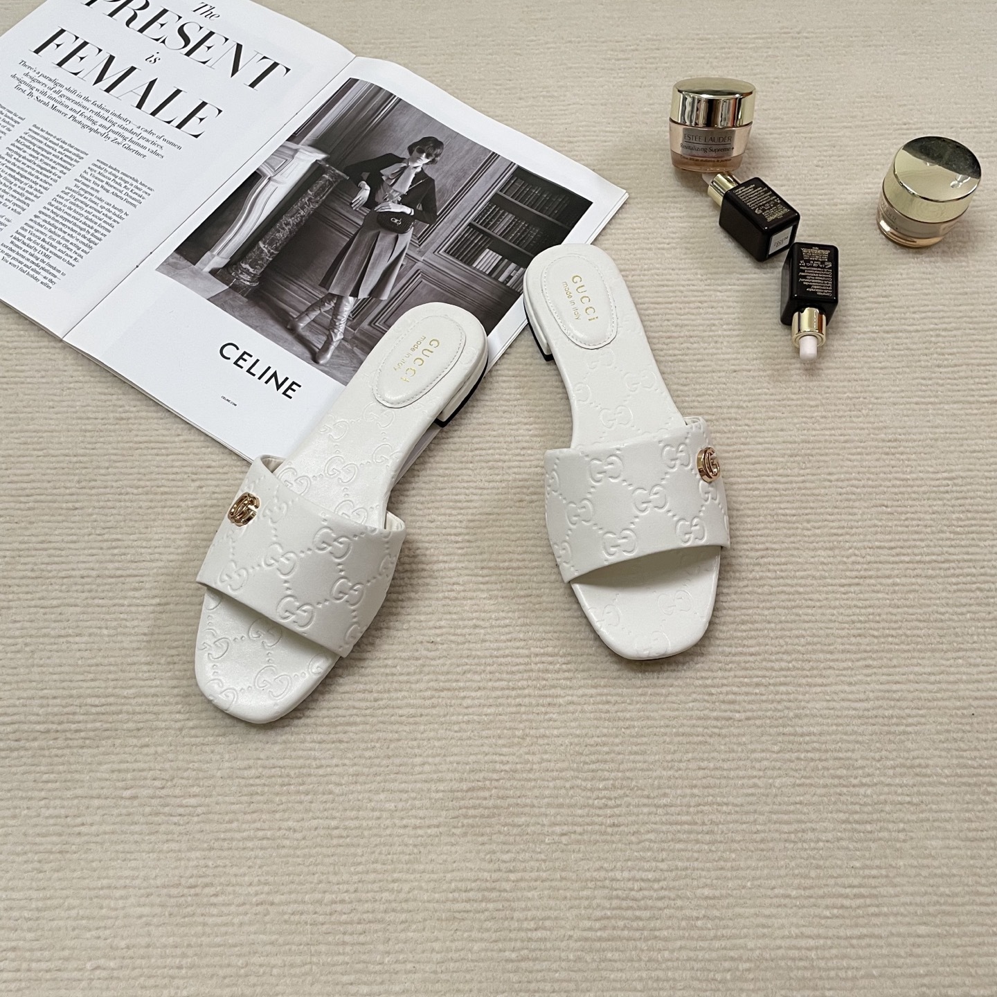 G style Embossed flat slippers Casual sandals