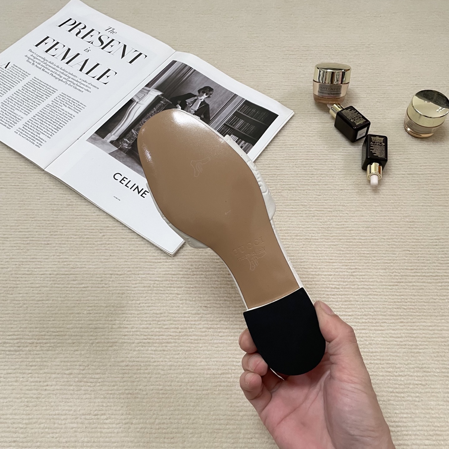 G style Embossed flat slippers Casual sandals