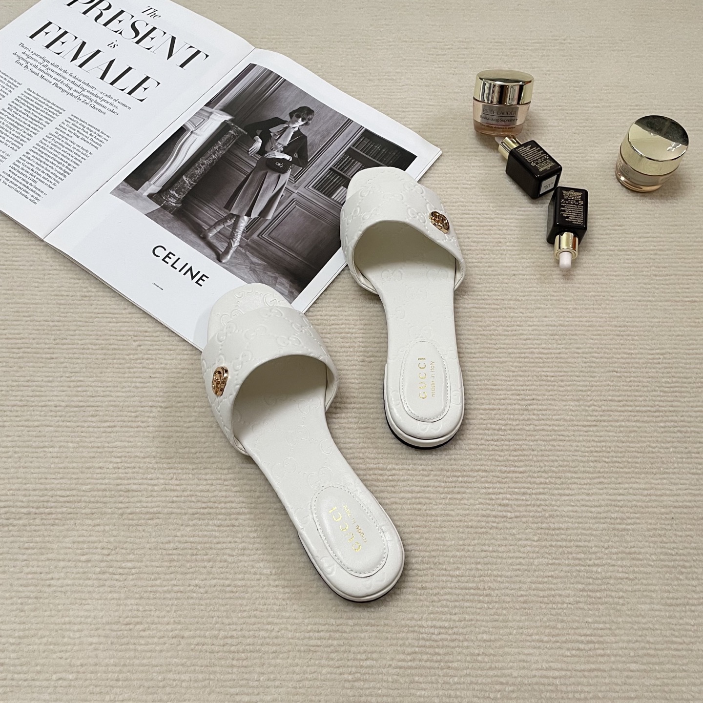 G style Embossed flat slippers Casual sandals