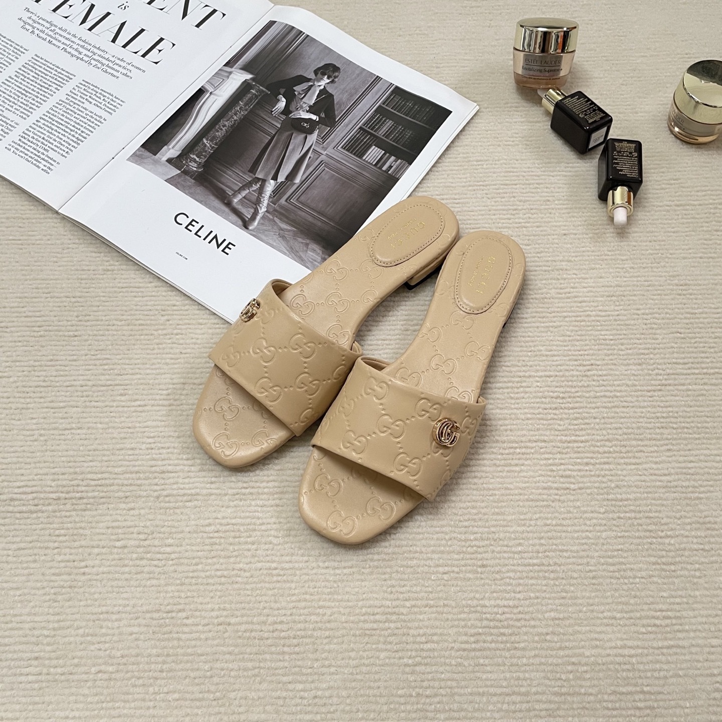 G style Embossed flat slippers Casual sandals