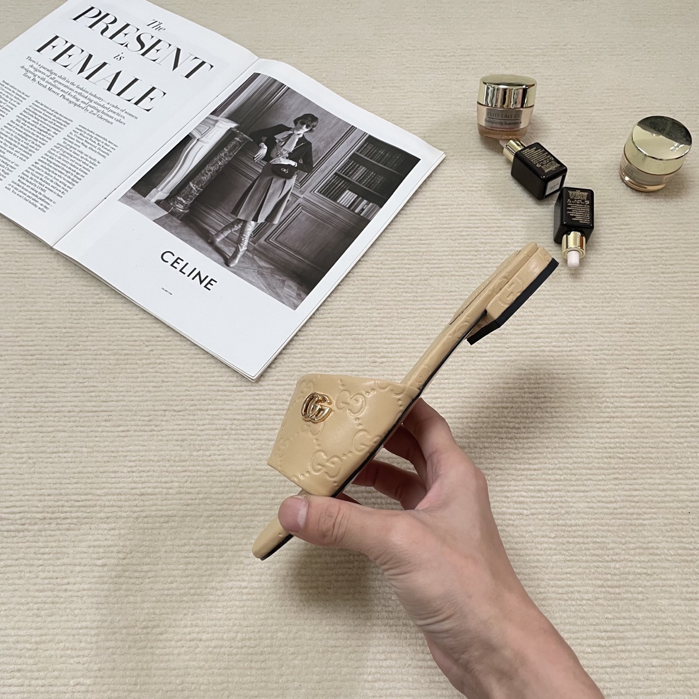 G style Embossed flat slippers Casual sandals