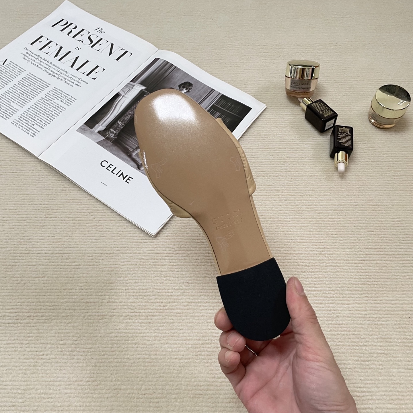 G style Embossed flat slippers Casual sandals