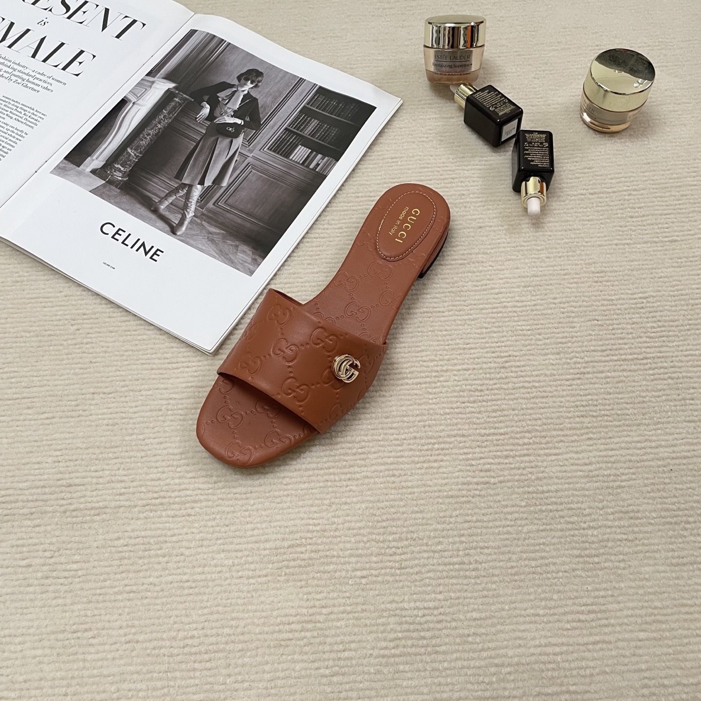 G style Embossed flat slippers Casual sandals