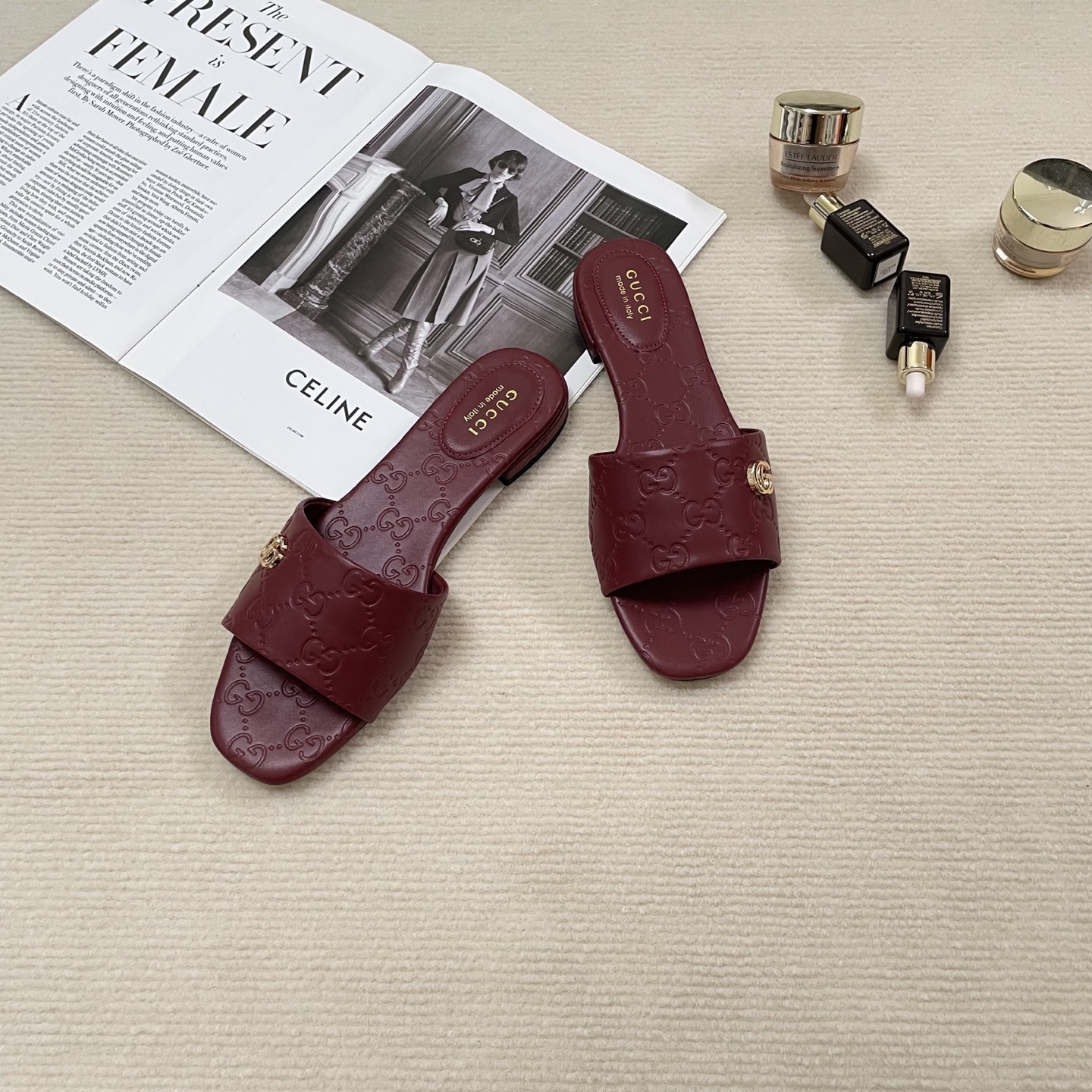 G style Embossed flat slippers Casual sandals