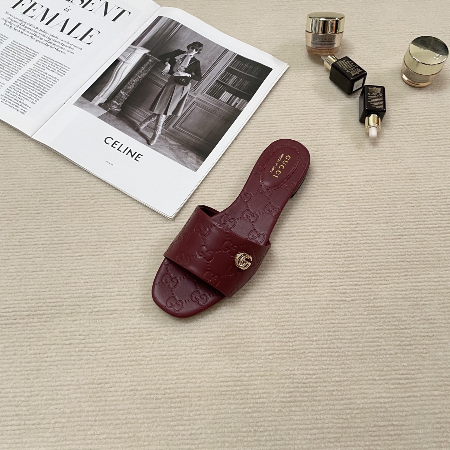 G style Embossed flat slippers Casual sandals