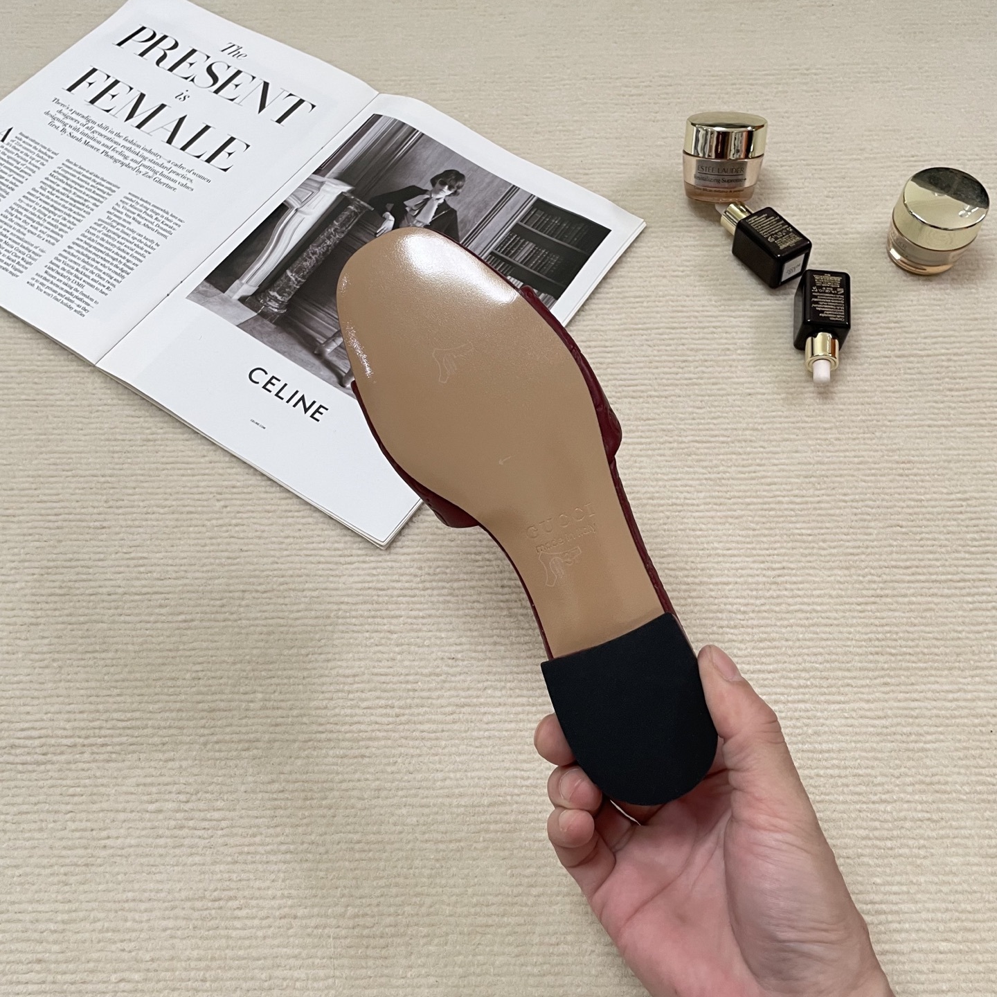 G style Embossed flat slippers Casual sandals