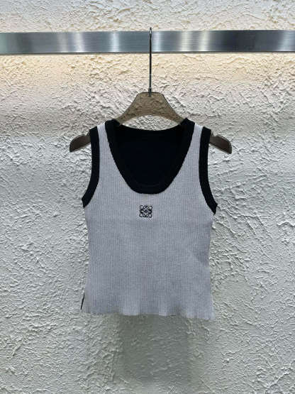 L style logo embroidered colour-block vest