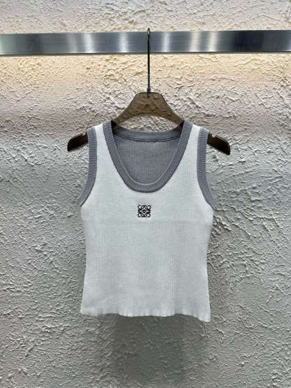 L style logo embroidered colour-block vest