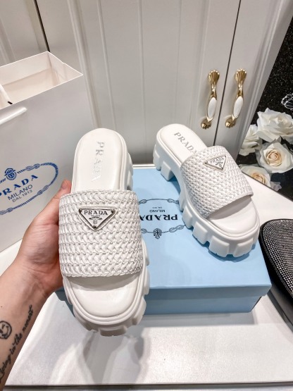 P style Woven platform slippers