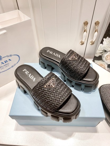 P style Woven platform slippers