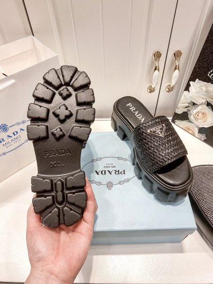 P style Woven platform slippers