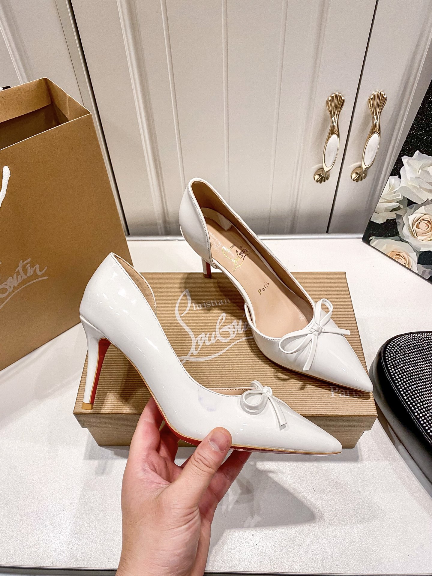 C style Bow pointed high heels