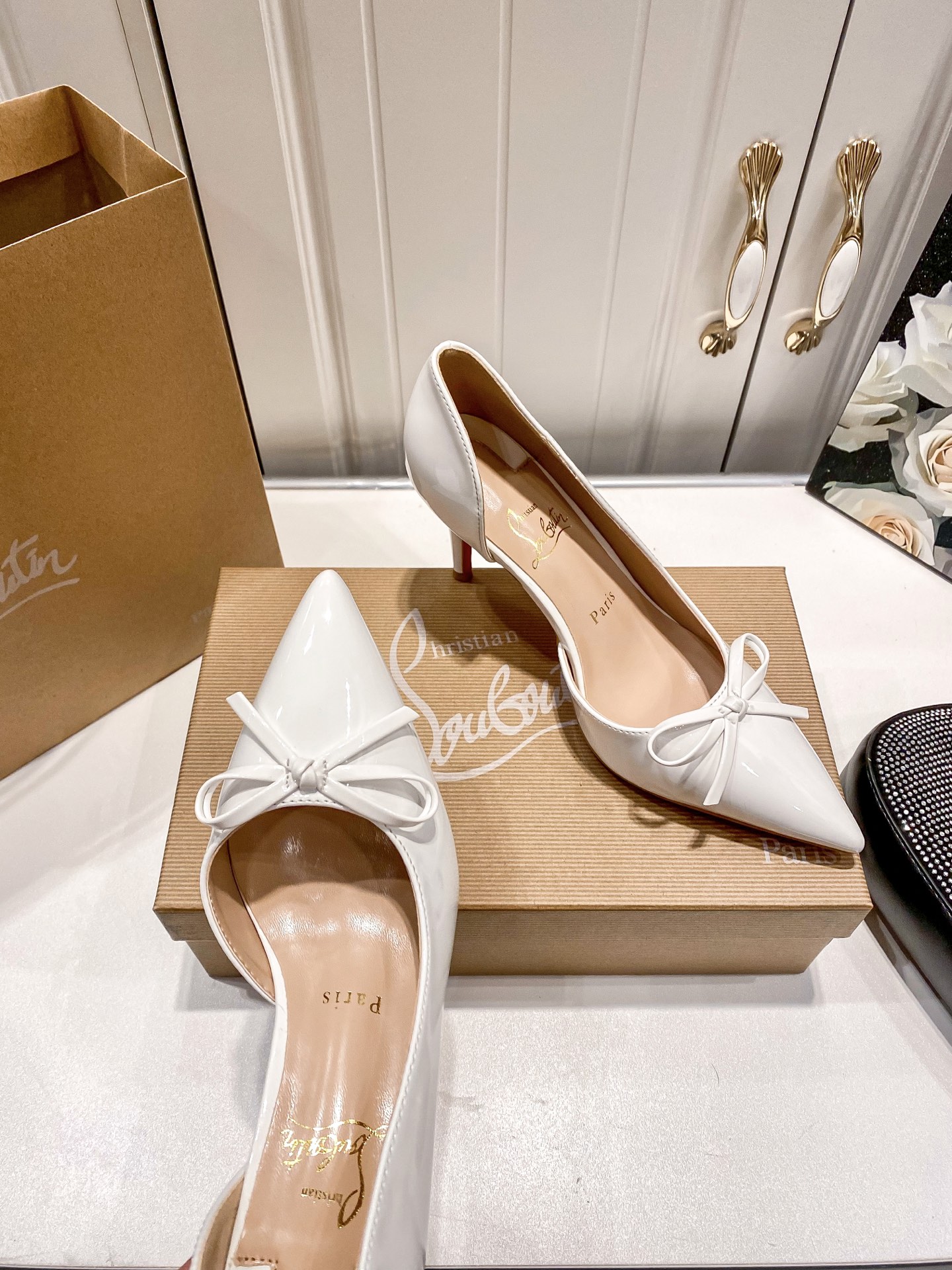 C style Bow pointed high heels