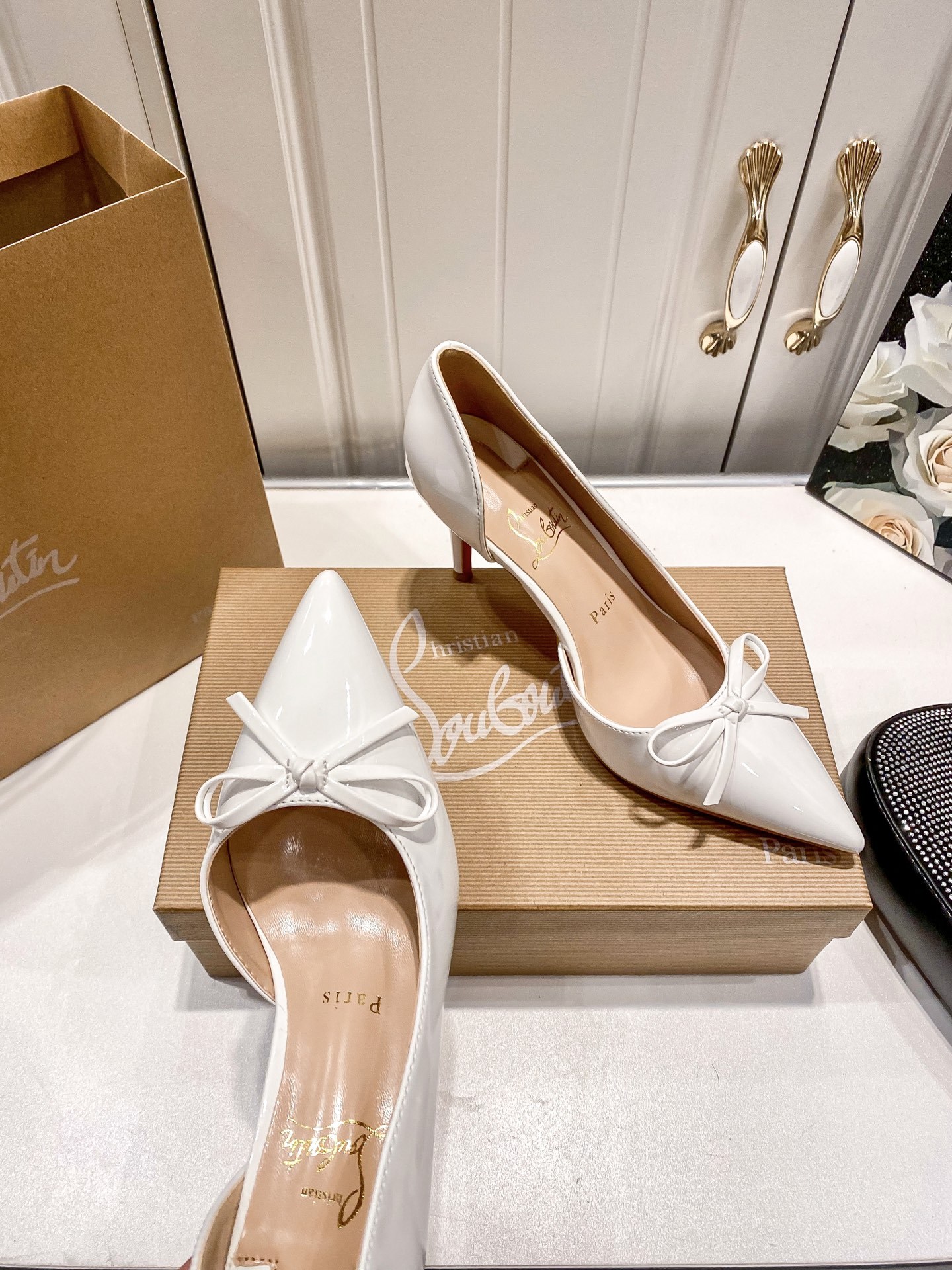 C style Bow pointed high heels