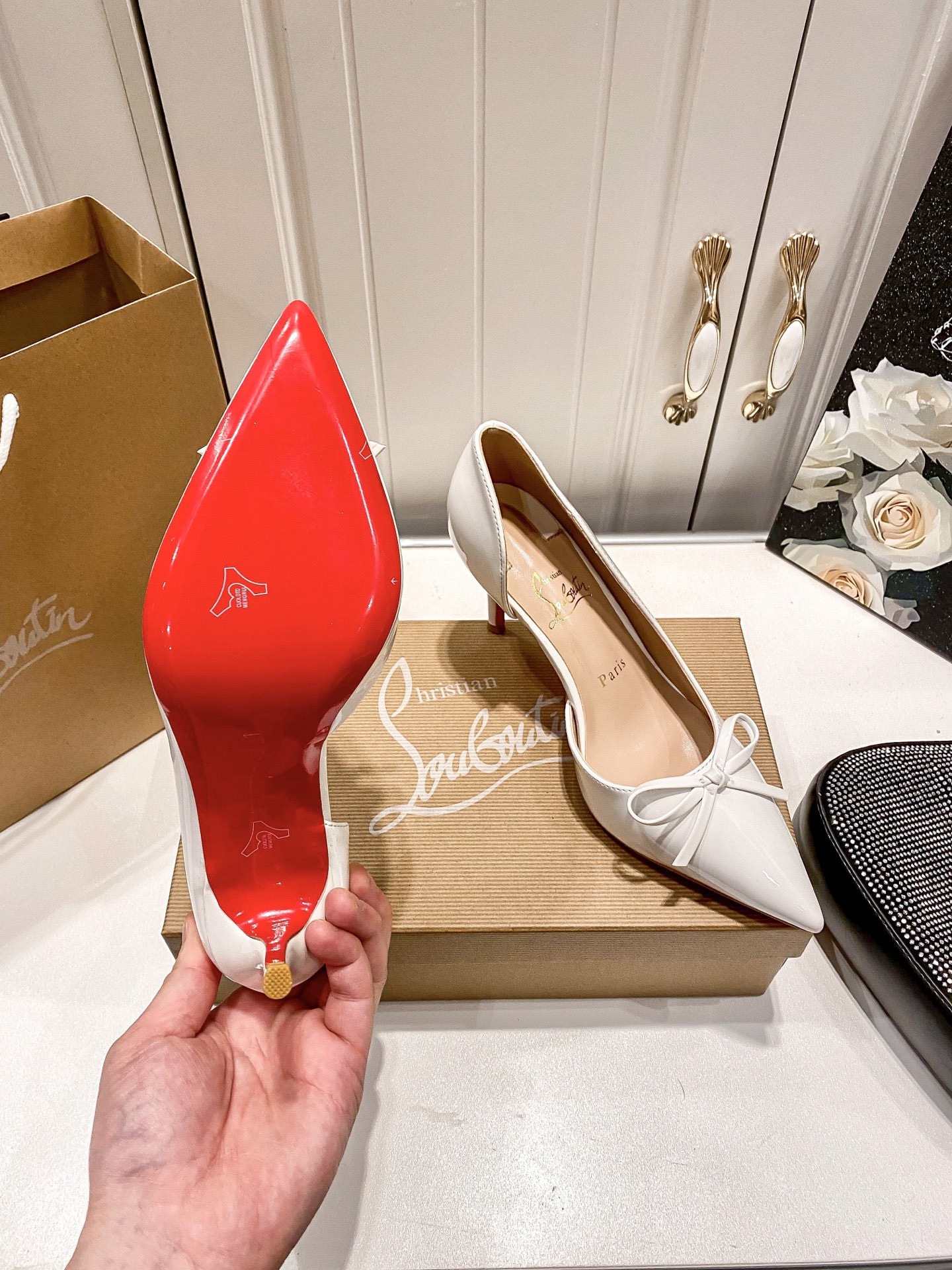 C style Bow pointed high heels