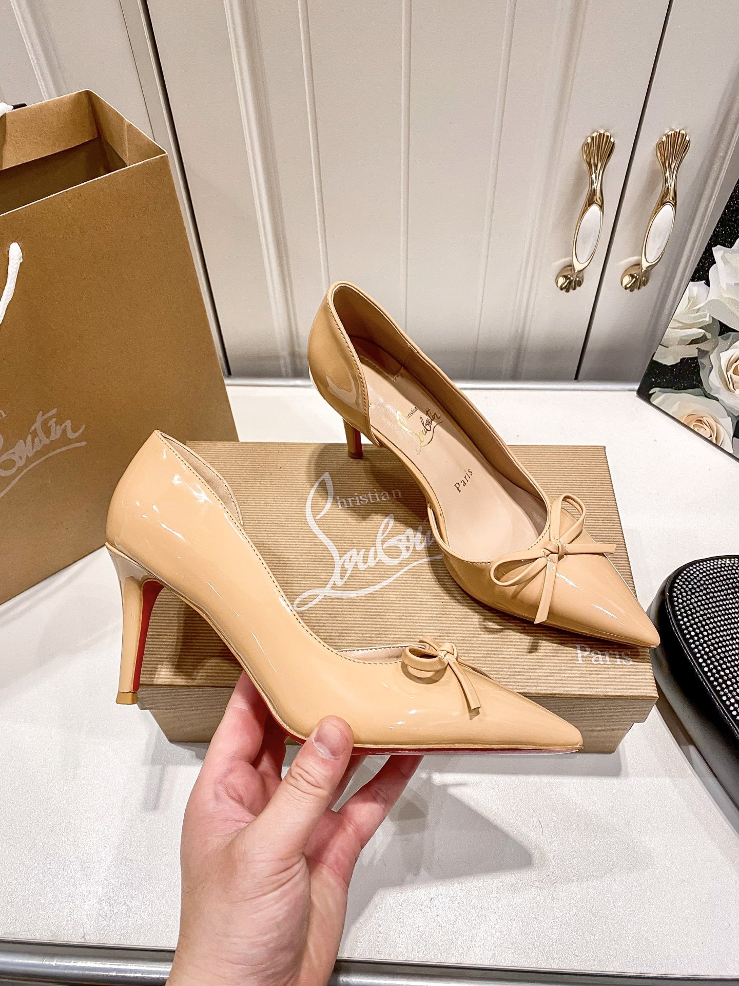 C style Bow pointed high heels