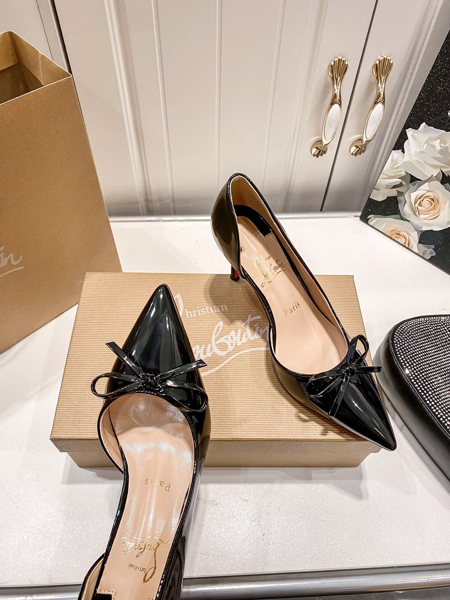 C style Bow pointed high heels