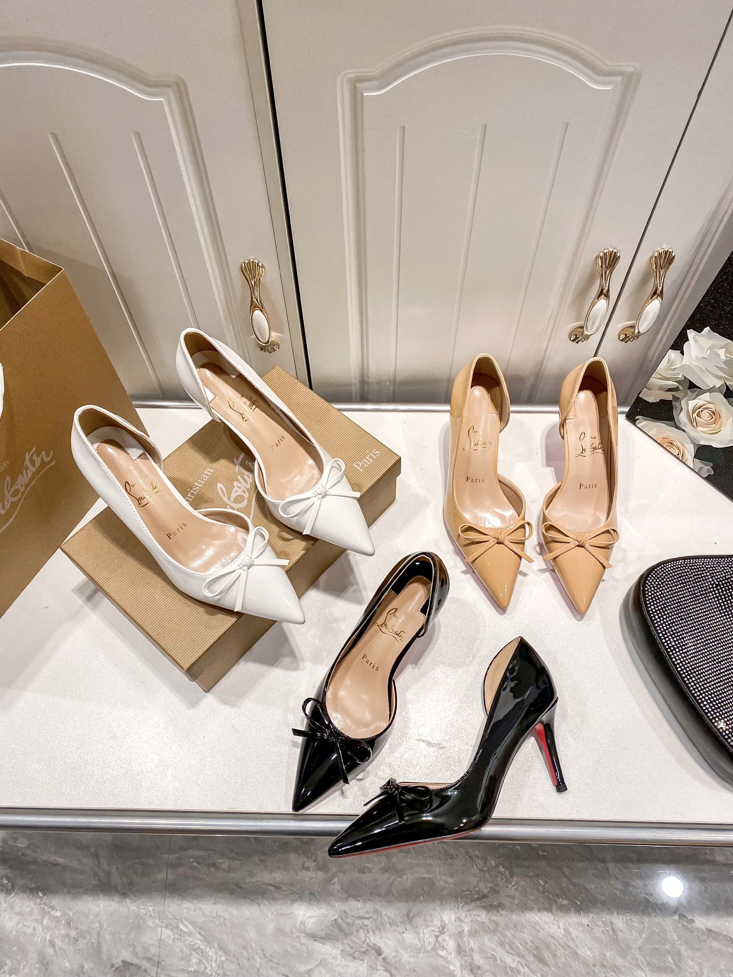 C style Bow pointed high heels