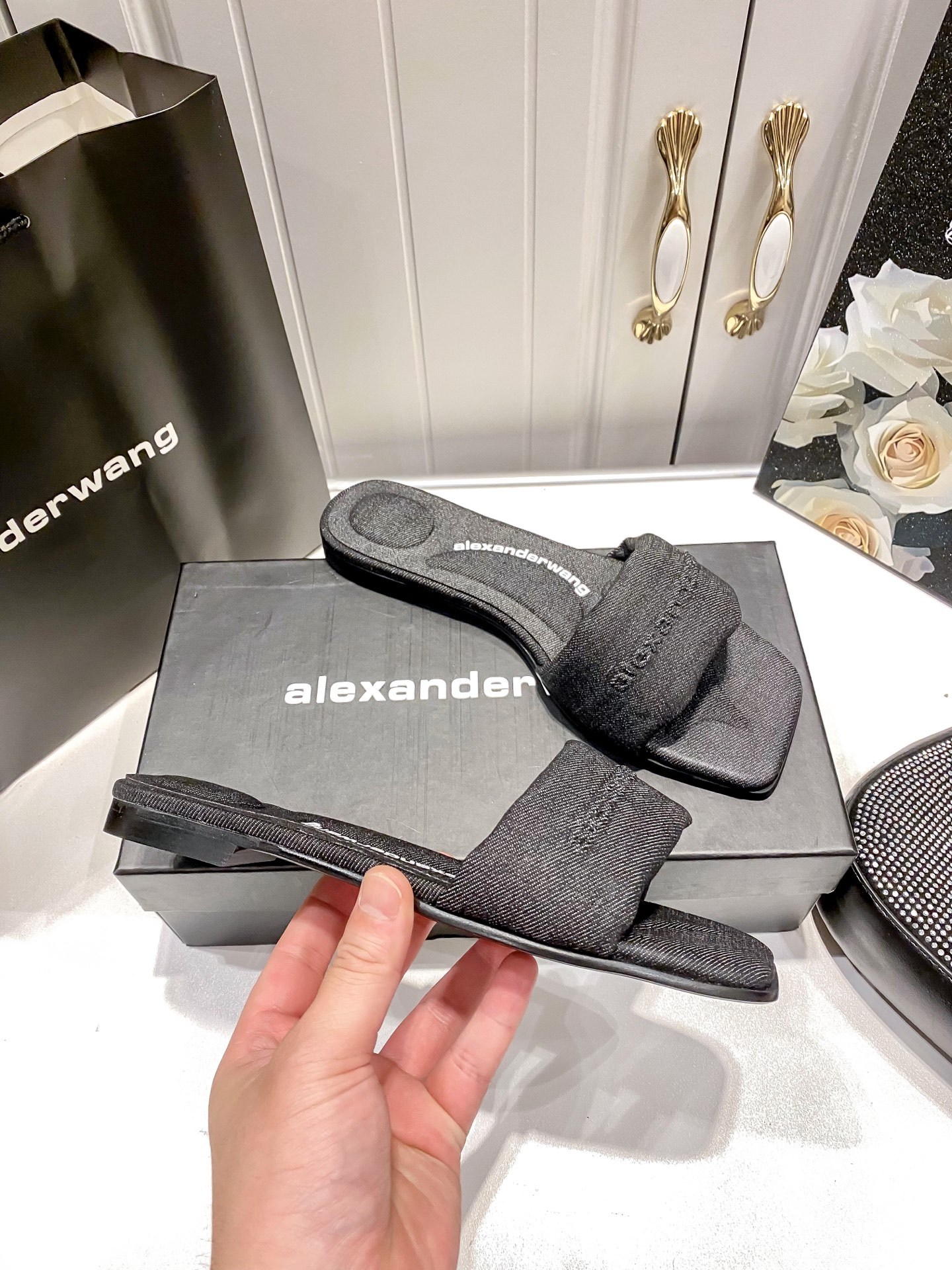 A style Square toe flip flops Flat slippers