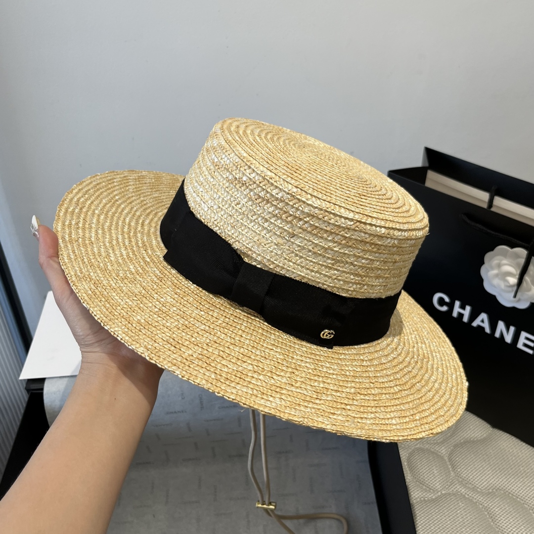 G style Flat straw hat