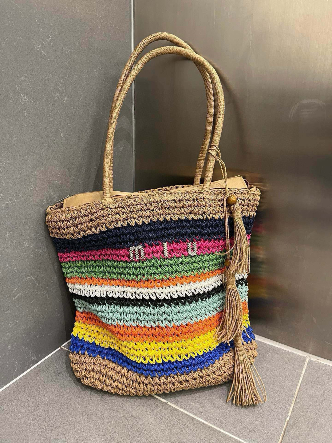 M style Summer style straw bag