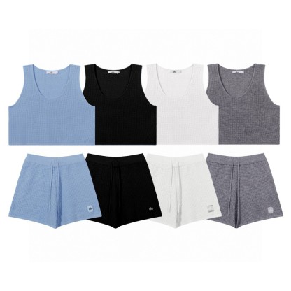 A style Waffle Knit Tank Top and Shorts Set