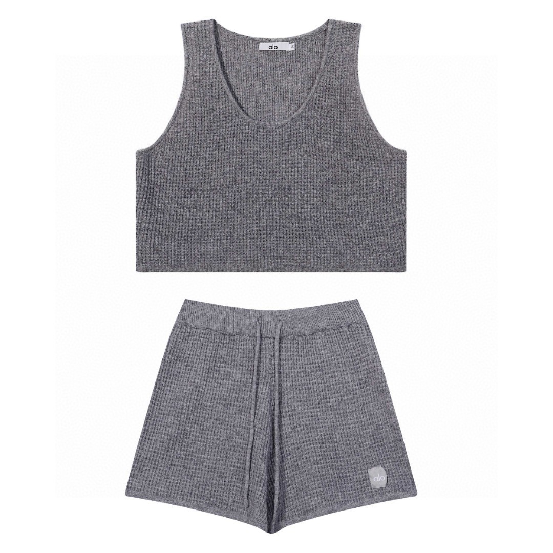 A style Waffle Knit Tank Top and Shorts Set