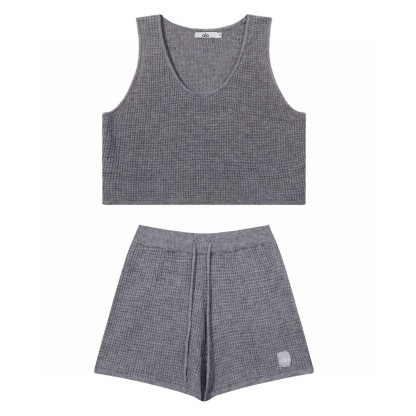 A style Waffle Knit Tank Top and Shorts Set