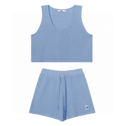 A style Waffle Knit Tank Top and Shorts Set