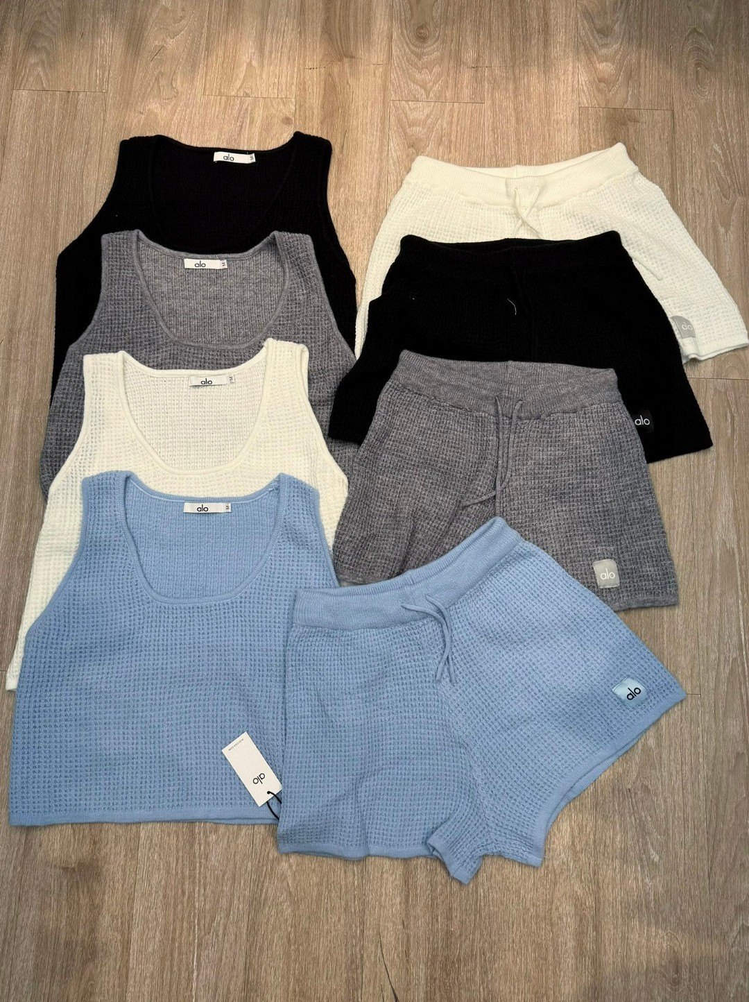 A style Waffle Knit Tank Top and Shorts Set