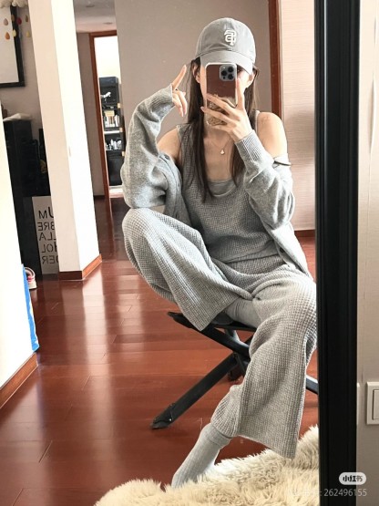 A style Waffle Knit Tank Top and Shorts Set