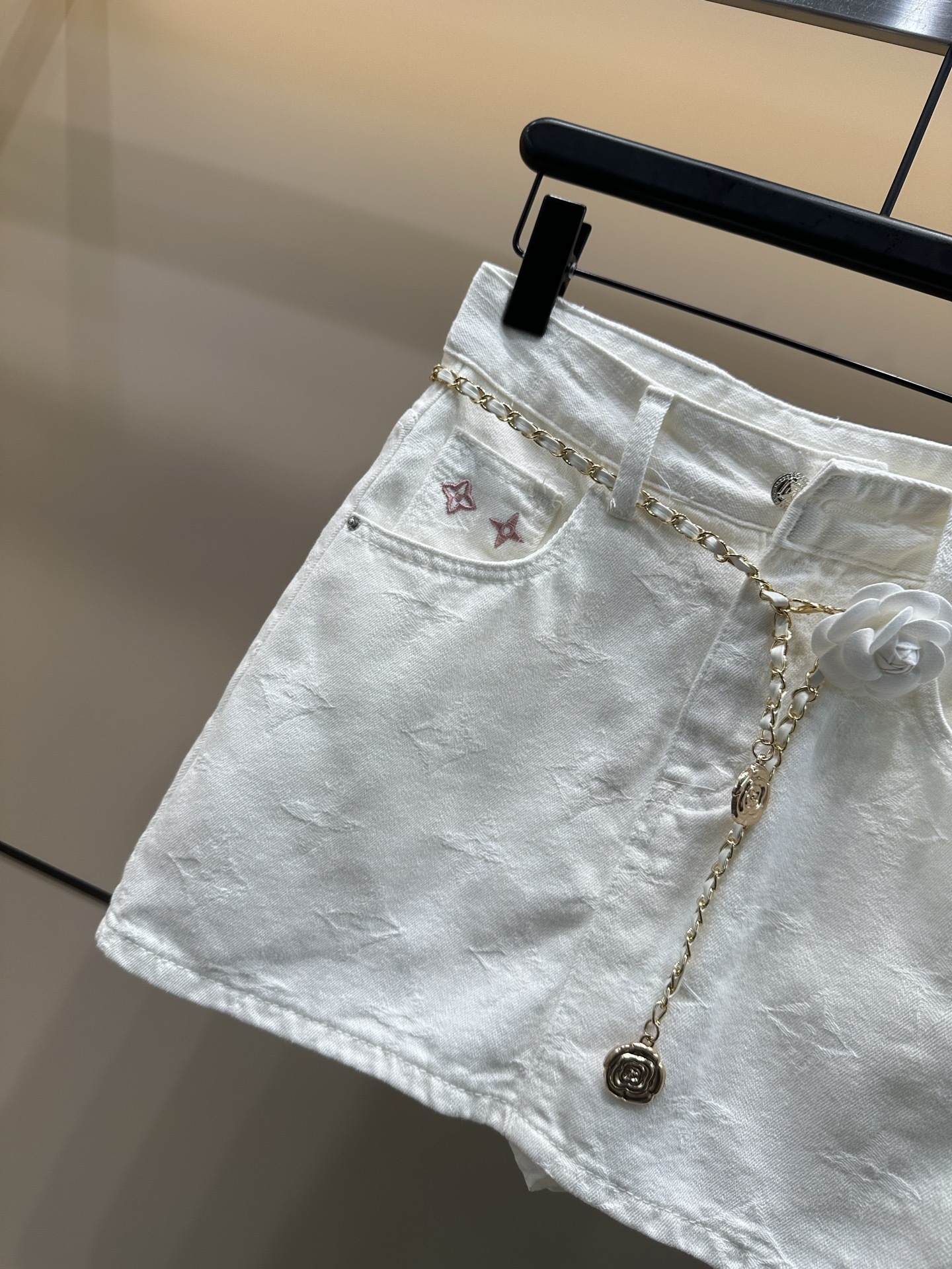 L style Embroidery Custom Fabric Washed Denim Skirt