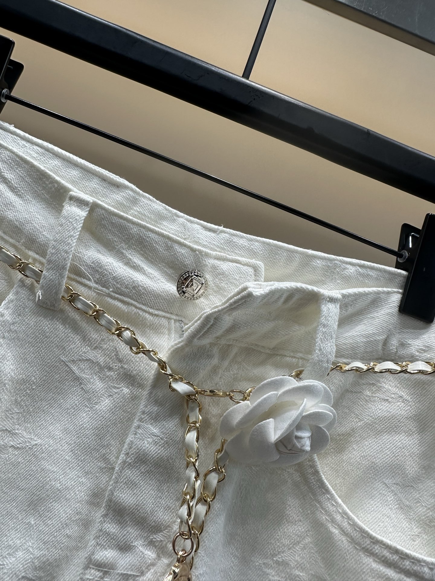 L style Embroidery Custom Fabric Washed Denim Skirt