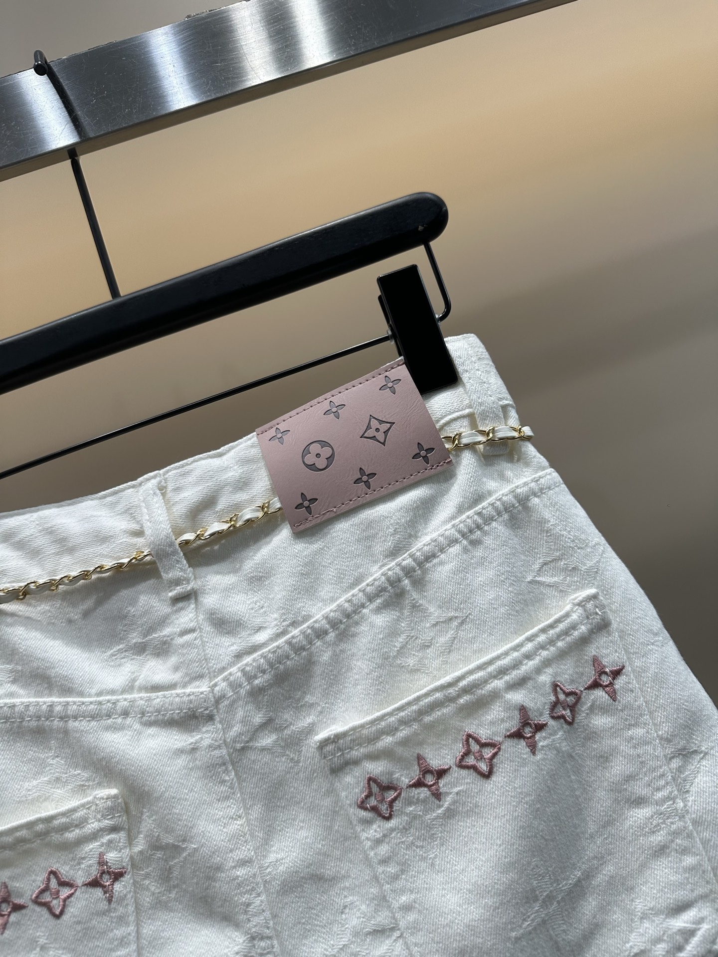 L style Embroidery Custom Fabric Washed Denim Skirt
