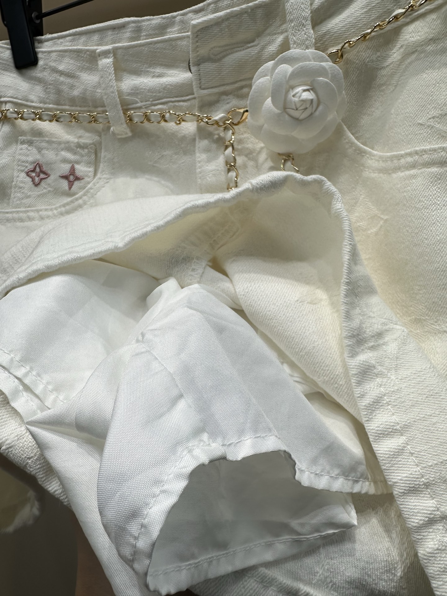 L style Embroidery Custom Fabric Washed Denim Skirt